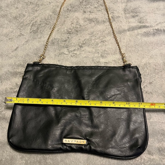 Rampage Black Faux Leather Crossbody Clutch with Gold Chain Strap - Picture 5 of 6